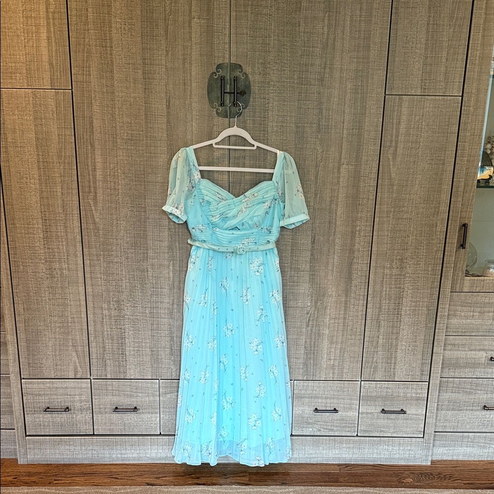 Self-Portrait Light Blue Floral Maxi Dress